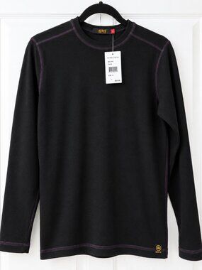 NWT Agave Men's Caviar Black Long Sleeve Crewneck Shirt - Small